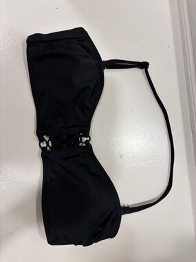 No Boundaries Black Bandeau Swim Top with Ring Accent